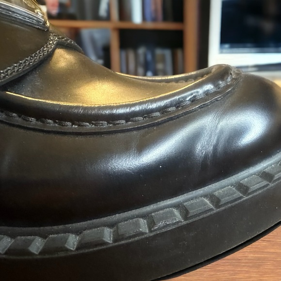 Authentic Prada Women's Triangle Logo Loafers Spazzolato Leather Black 38 - Picture 10 of 12